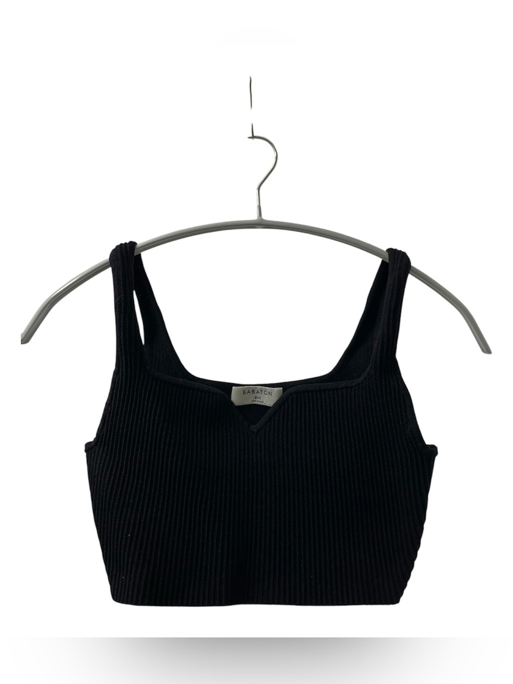 Aritzia Babaton Black Ribbed Square-Neck Crop Tank